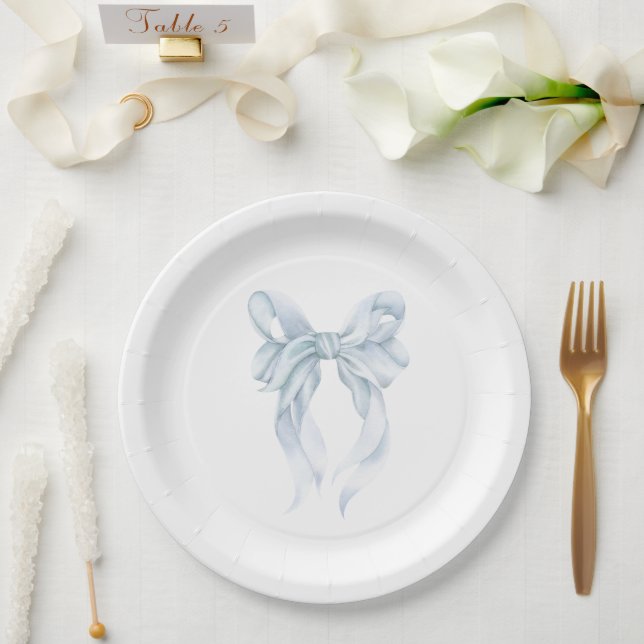 Blaue Schleife  Pappteller (Hochzeit)