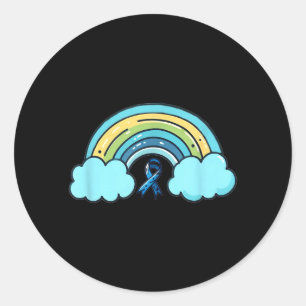 Blaue-Schleife-Regenbogen-Diabetes-Bewusstseins-Ku Runder Aufkleber