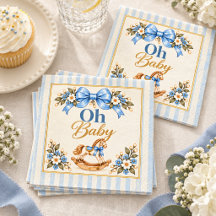 Blaue Schleife Schaukelpferd Oh Baby Shower Servie