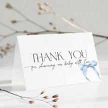 Blaue Schleife Staubige Babyparty Dankeschön