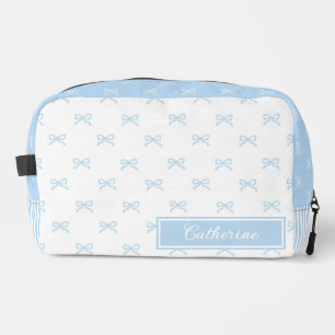 Blaue Schleife & Streifen Muster Coquette Kosmetik Waschbeutel