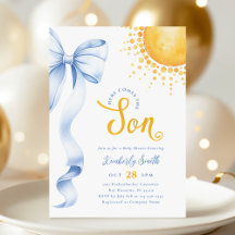 Blaue Schleife Sun Baby Shower Einladung