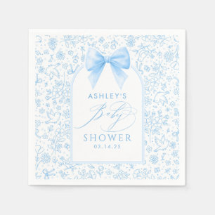 Blaue Schleife Süße Whimsical Chinoiserie-Baby-Par Serviette
