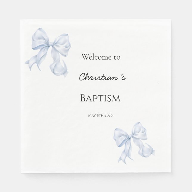 Blaue Schleife Taufservietten Serviette (Vorderseite)