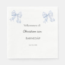 Blaue Schleife Taufservietten