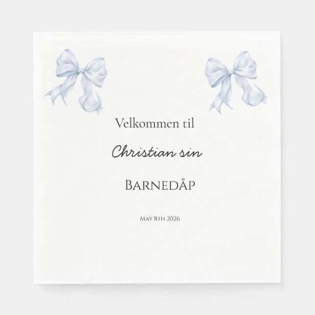 Blaue Schleife Taufservietten Serviette (Vorderseite)