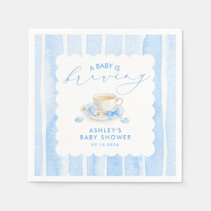 Blaue Schleife Tea Baby Is Brewing Junge Baby Show Serviette
