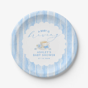 Blaue Schleife Tea Baby Is Brewing Jungen-Baby-Par Pappteller