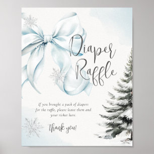 Blaue Schleife Windel Raffle Schild Baby Shower
