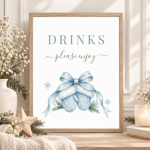 Blaue Schleife Winter Junge Baby Shower Party Getr Poster