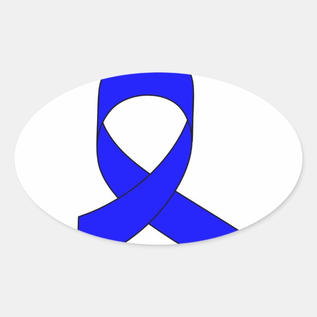 Blaue Schleife Zeichnend Ovaler Aufkleber (Vorderseite)
