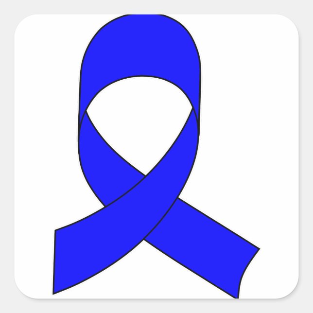 Blaue Schleife Zeichnend Quadratischer Aufkleber (Vorderseite)