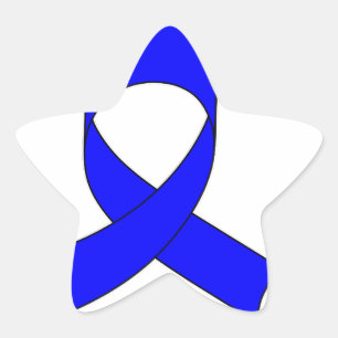 Blaue Schleife Zeichnend Stern-Aufkleber