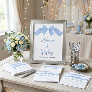 Blaue Schleifen-Hochzeitsdusche Rat & Wünsche Schi Poster