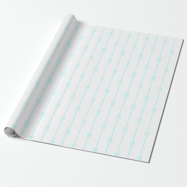 Blaue Schleifen und Streifen Geschenkpapier (Ungerollt)