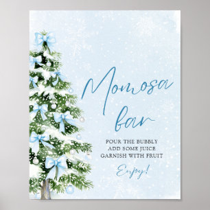 Blaue Schleifen Weihnachtsbaum Schneeflocke Momosa Poster
