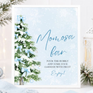 Blaue Schleifen Weihnachtsbaum Schneeflocke Momosa Poster