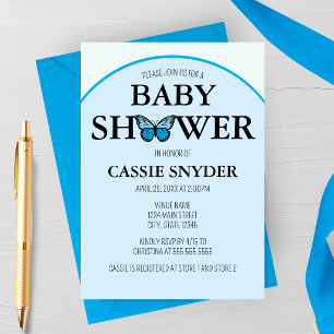 Blaue Schmetterling-Baby-Party-Einladung Einladung