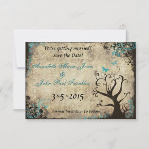 Blaue Schmetterling Vintage Save-the-Date-Karte Save The Date