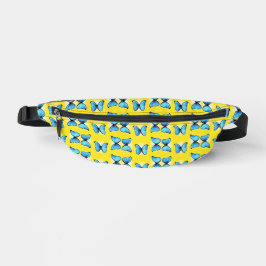 Blaue Schmetterlinge auf Gelb Bauchtasche