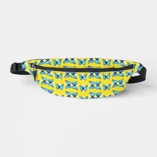 Blaue Schmetterlinge auf Gelb Bauchtasche