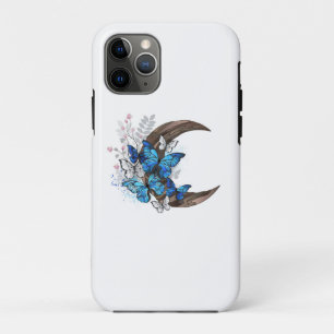Blaue Schmetterlinge auf hölzernem Halbmond Case-Mate iPhone Hülle