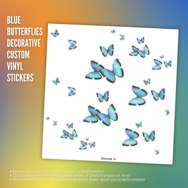 Blaue Schmetterlinge dekorative Vinyl Stickers Aufkleber (Blue Butterflies Decorative Custom Vinyl Stickers)