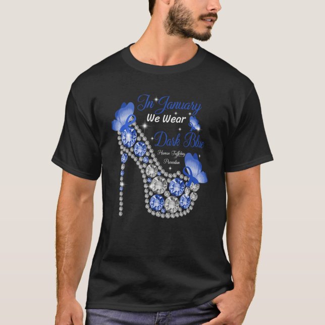 Blaue Schmetterlinge, die den Menschenhandel auf H T-Shirt (Vorderseite)