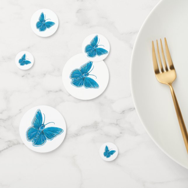 Blaue Schmetterlinge flatterndes Illustrationsmust Konfetti (Gruppe)
