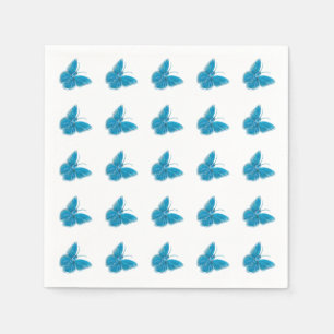 Blaue Schmetterlinge flatterndes Illustrationsmust Serviette