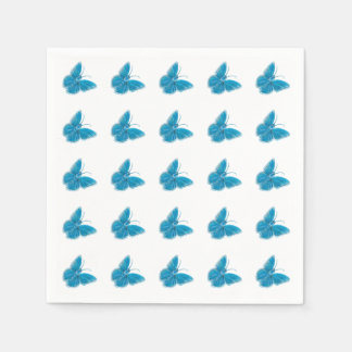 Blaue Schmetterlinge flatterndes Illustrationsmust Serviette