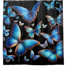 Blaue Schmetterlinge im Flug Duschvorhang