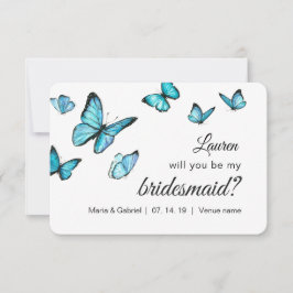 Blaue Schmetterlinge in Aquarellfarben werden Sie Einladung