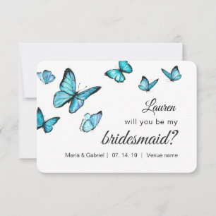 Blaue Schmetterlinge in Aquarellfarben werden Sie  Einladung