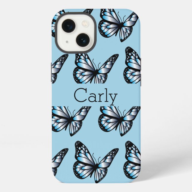Blaue Schmetterlinge iPhone Hülle (Rückseite)