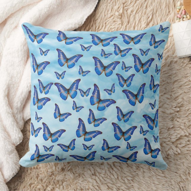 Blaue Schmetterlinge Kissen (Decke)