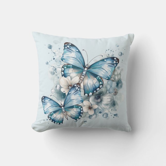 Blaue Schmetterlinge Kissen (Vorderseite)