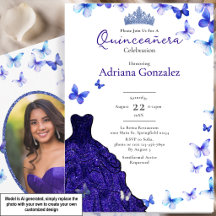 Blaue Schmetterlinge Kleid Tiara Foto Quinceanera