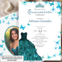Blaue Schmetterlinge Kleid Tiara Foto Quinceanera