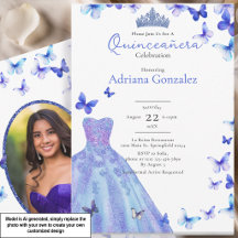 Blaue Schmetterlinge Kleid Tiara Foto Quinceanera