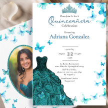 Blaue Schmetterlinge Kleid Tiara Foto Quinceanera