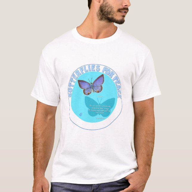 Blaue "Schmetterlinge Miamis für Frieden" #2 T-Shirt (Vorderseite)