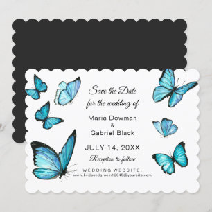 Blaue Schmetterlinge Modern Save the Date Einladung