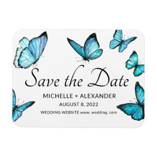 Blaue Schmetterlinge Modern Save the Date Magnet
