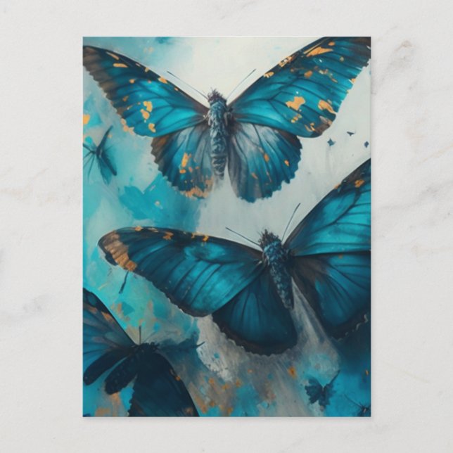 Blaue Schmetterlinge Postkarte (Vorderseite)