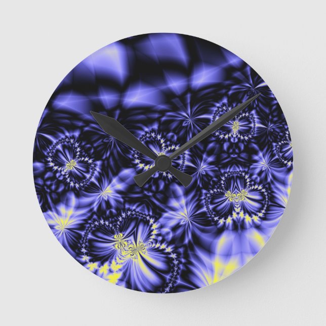 Blaue Schmetterlinge Runde Wanduhr (Vorderseite)
