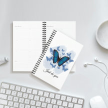 Blaue Schmetterlinge - Spiralplaner mit Hartcover