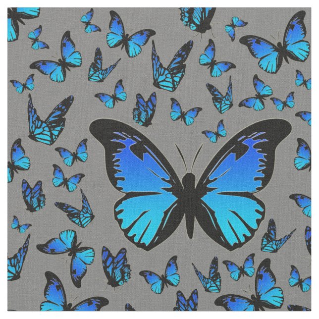 blaue Schmetterlinge Stoff (Nahaufnahme)