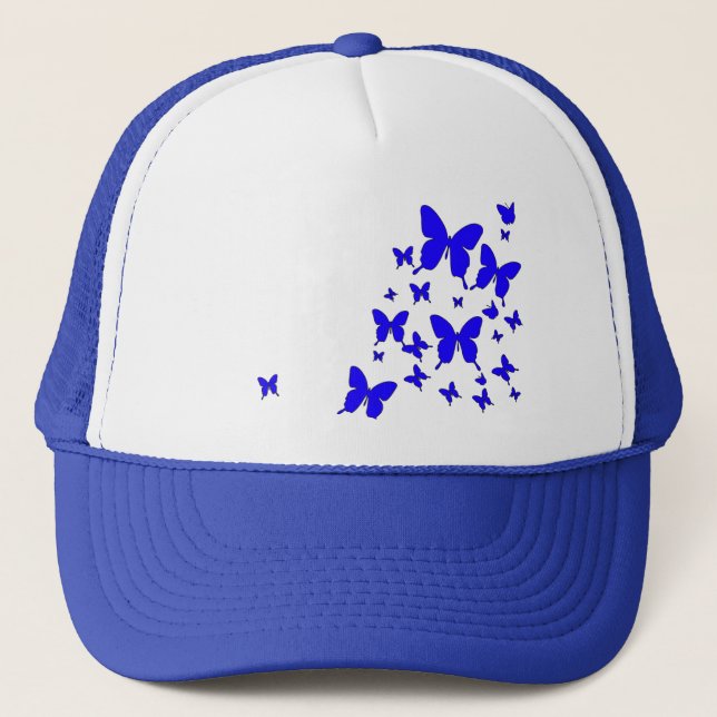 Blaue Schmetterlinge Truckerkappe (Vorderseite)