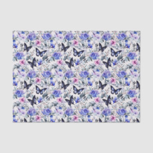 Blaue Schmetterlinge und Blume Seidenpapier